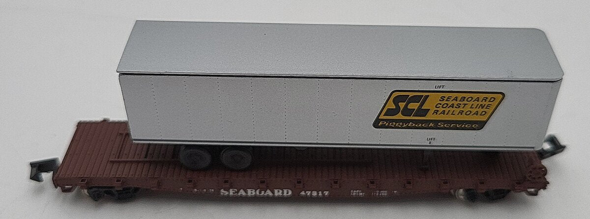 Con-Cor 0001-01205M N Seaboard Coastline 50' Flat w/Trailer #47317 EX/Box