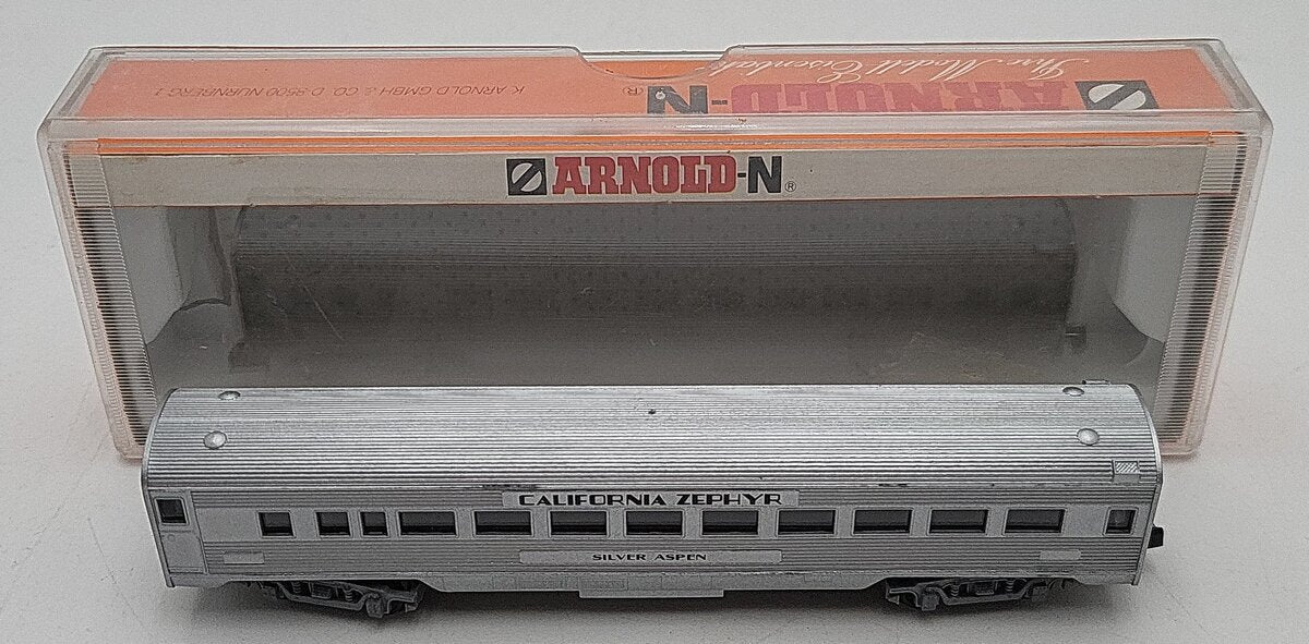 Arnold 5202 N Scale California Zephyr "Sliver Aspen" Passenger Car EX/Box