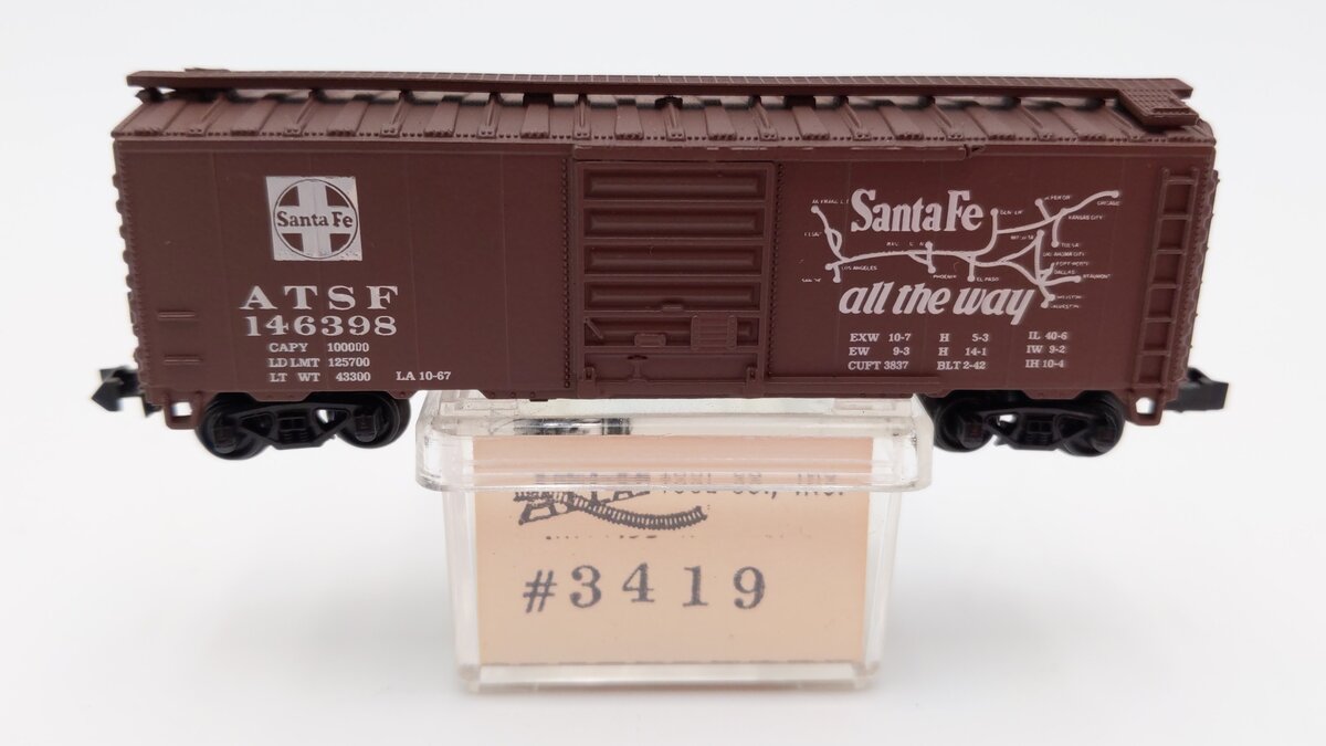 Atlas 3419 N Scale Santa Fe Map Box Car #146398 EX/Box