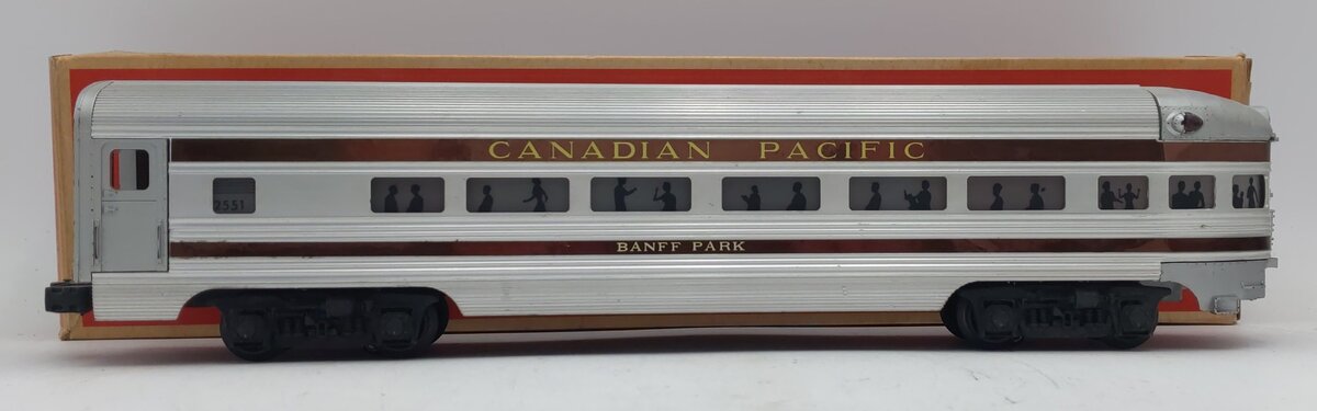 Lionel 2551 Vintage O Canadian Pacific Banff Park Aluminum Observation Car EX/Box