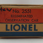 Lionel 2551 Vintage O Canadian Pacific Banff Park Aluminum Observation Car EX/Box