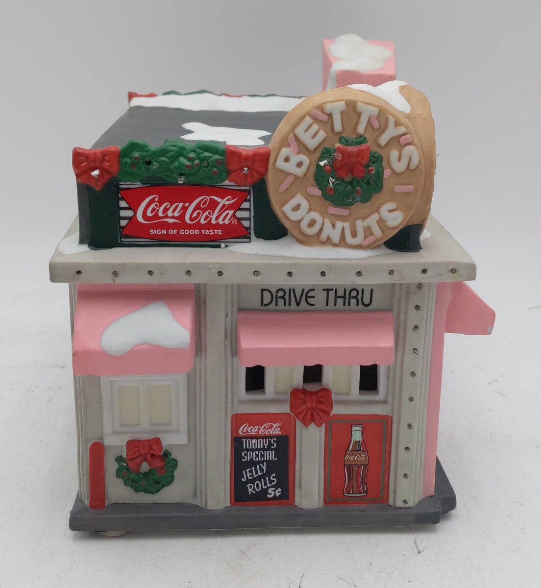 Coca-Cola CF114804 Vintage Town Square X-Mas "Betty's Donuts" Ceramic Building EX/Box
