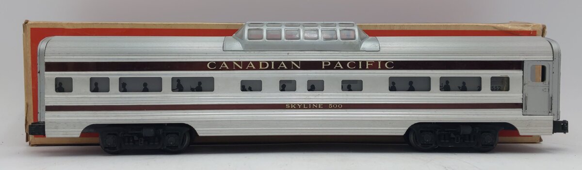 Lionel 2552 Vintage O Canadian Pacific Skyline 500 Aluminum Vista Dome Car EX/Box