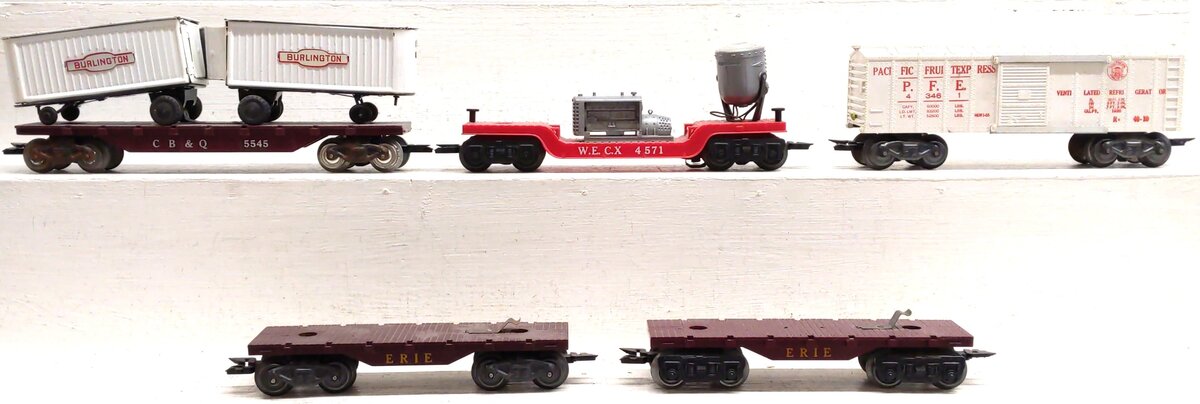 Marx Vintage O Gauge Freight Cars: 5545, 43461, 4571, 4528 [5] VG