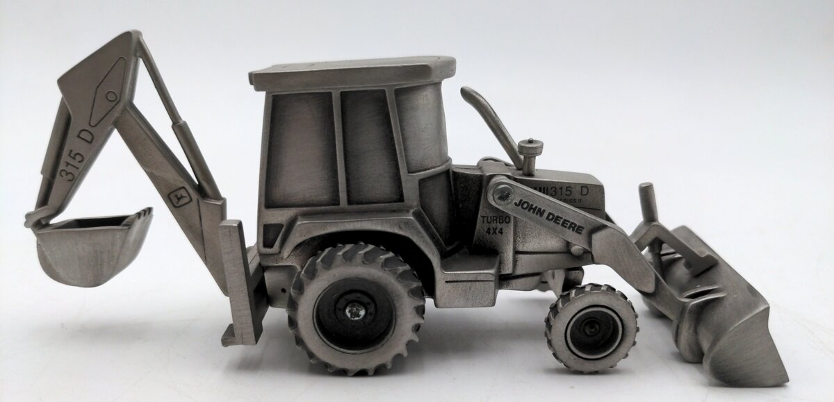 John Deere 315D 1:43 Scale Diecast Scale Backhoe Tractor - Pewter NIB