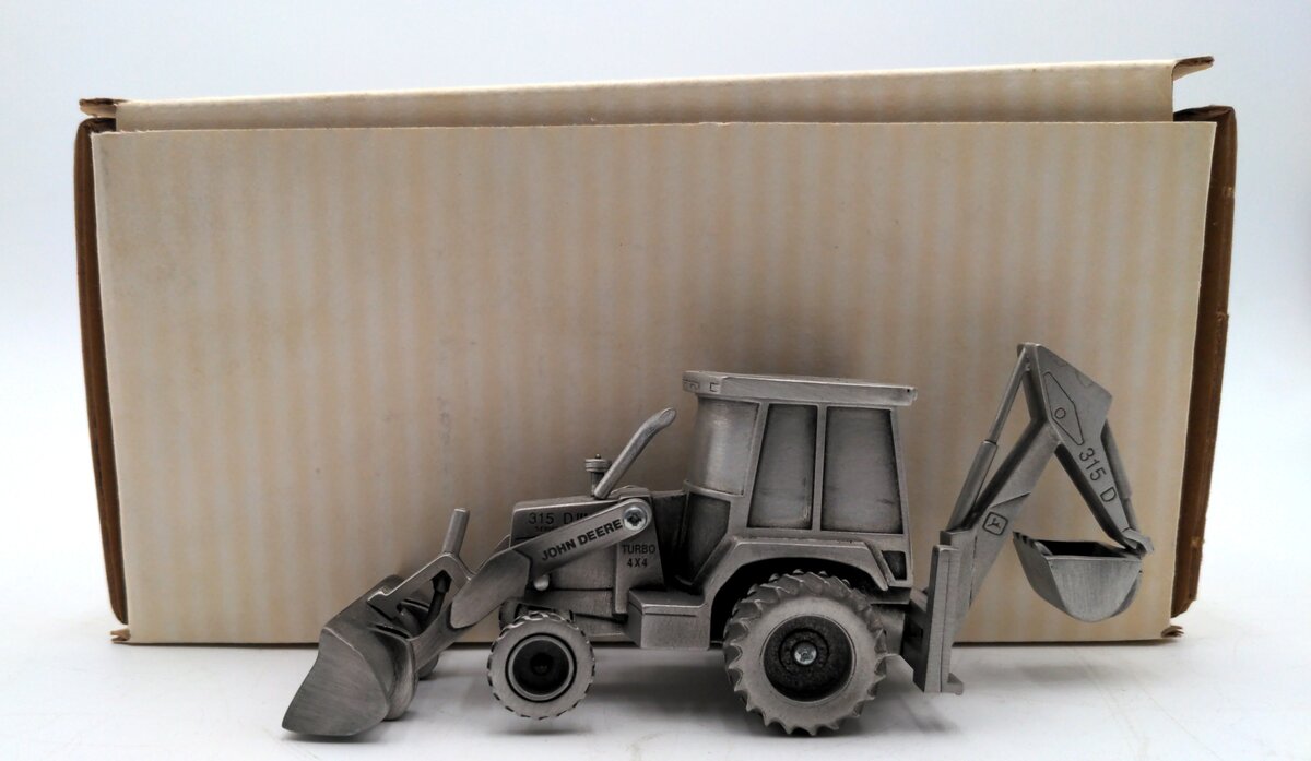 John Deere 315D 1:43 Scale Diecast Scale Backhoe Tractor - Pewter NIB