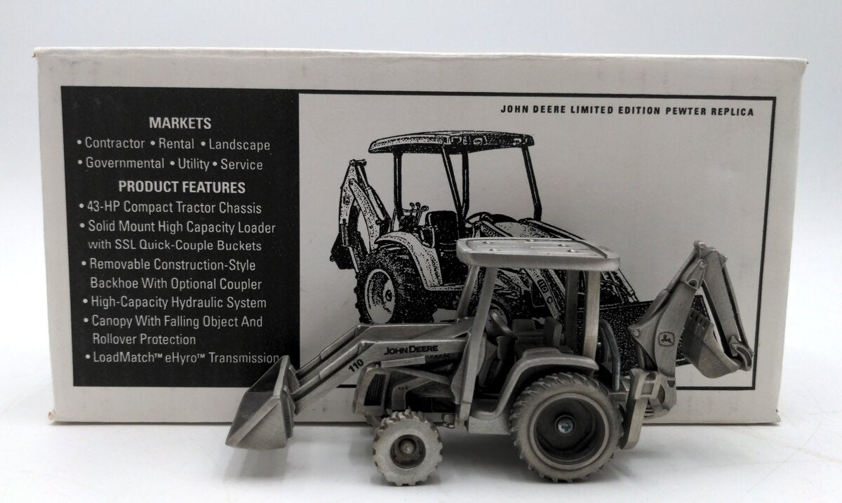 SpecCast 725 1:43 Scale Pewter John Deere 110 Compact Tractor Loader Backhoe NIB