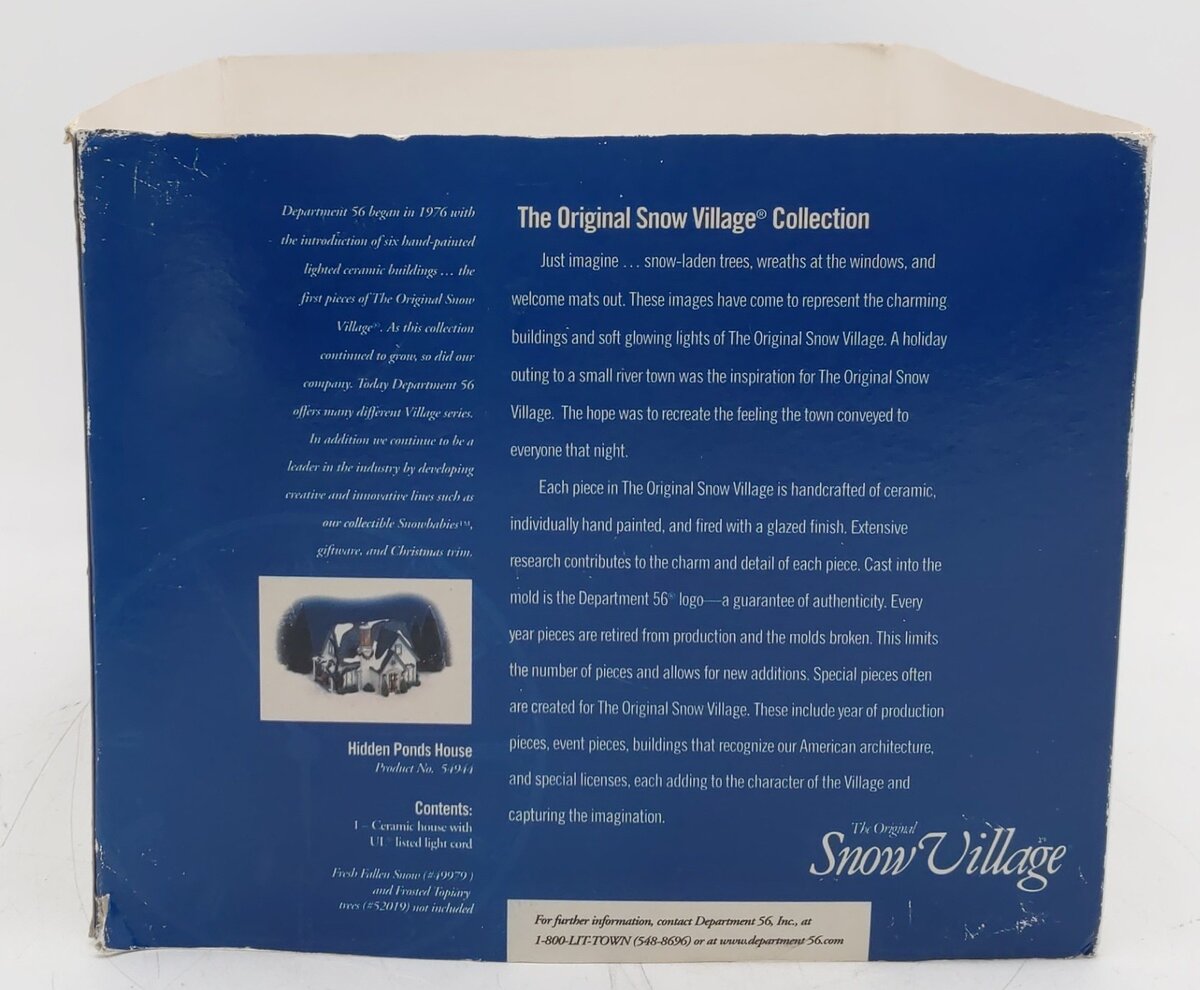 Dept 56 54944 The Original Snow Village Hidden Ponds House EX/Box