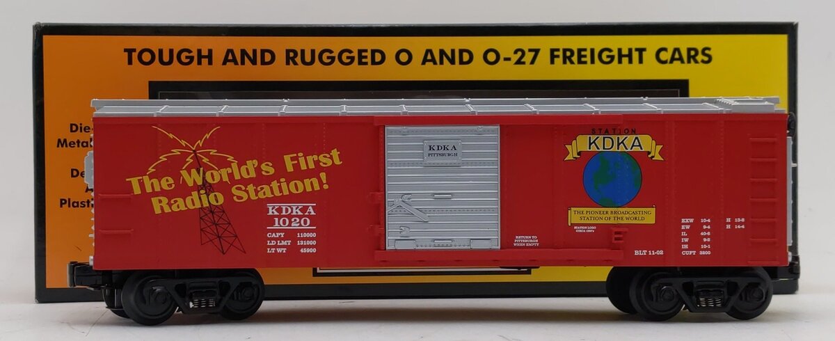 MTH 30-74089 O Gauge KDKA Original Logo Box Car #1020 LN/Box