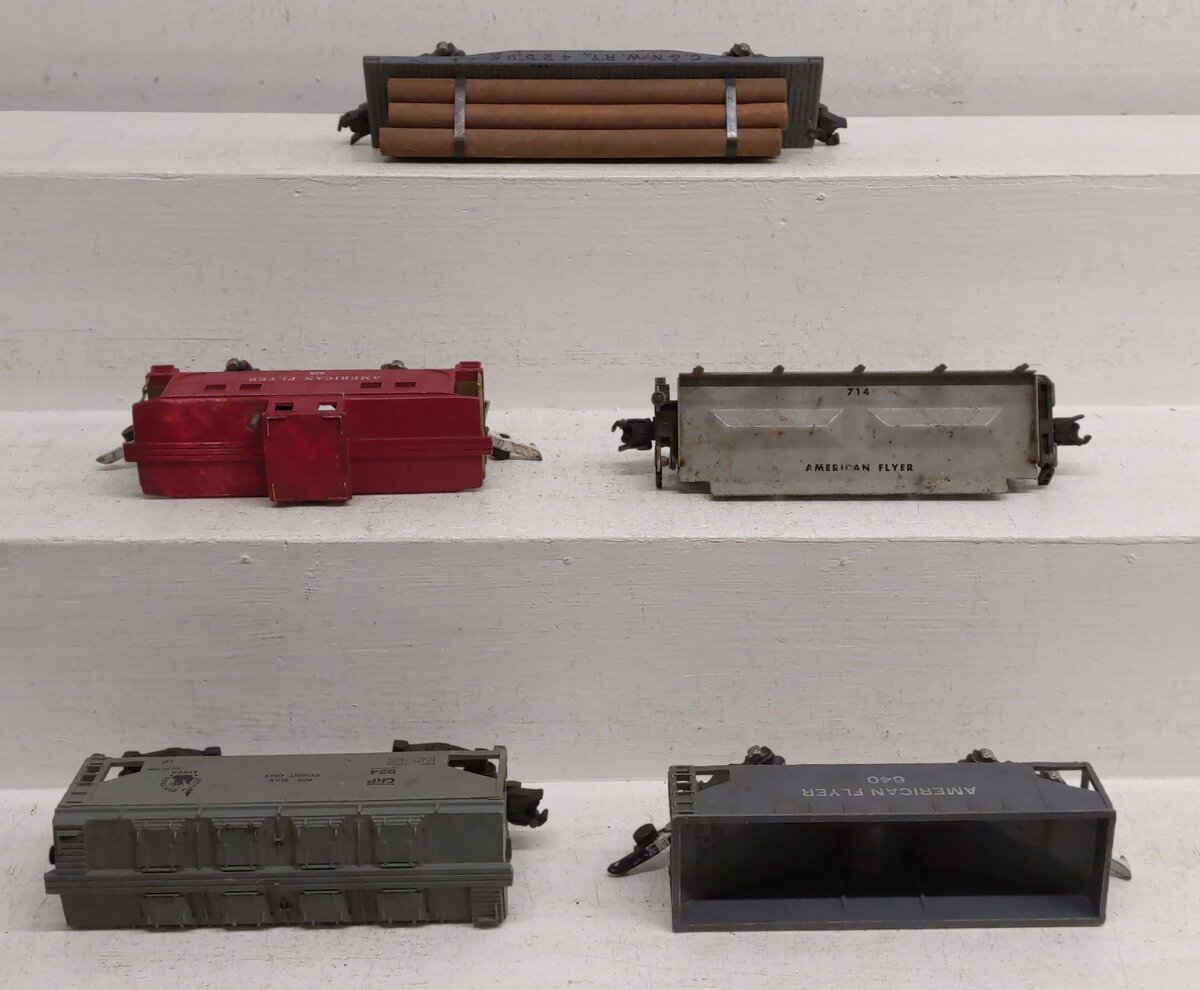 American Flyer Vintage S Gauge Freight Cars 640, 924, 638, 714, 42597 [5] VG
