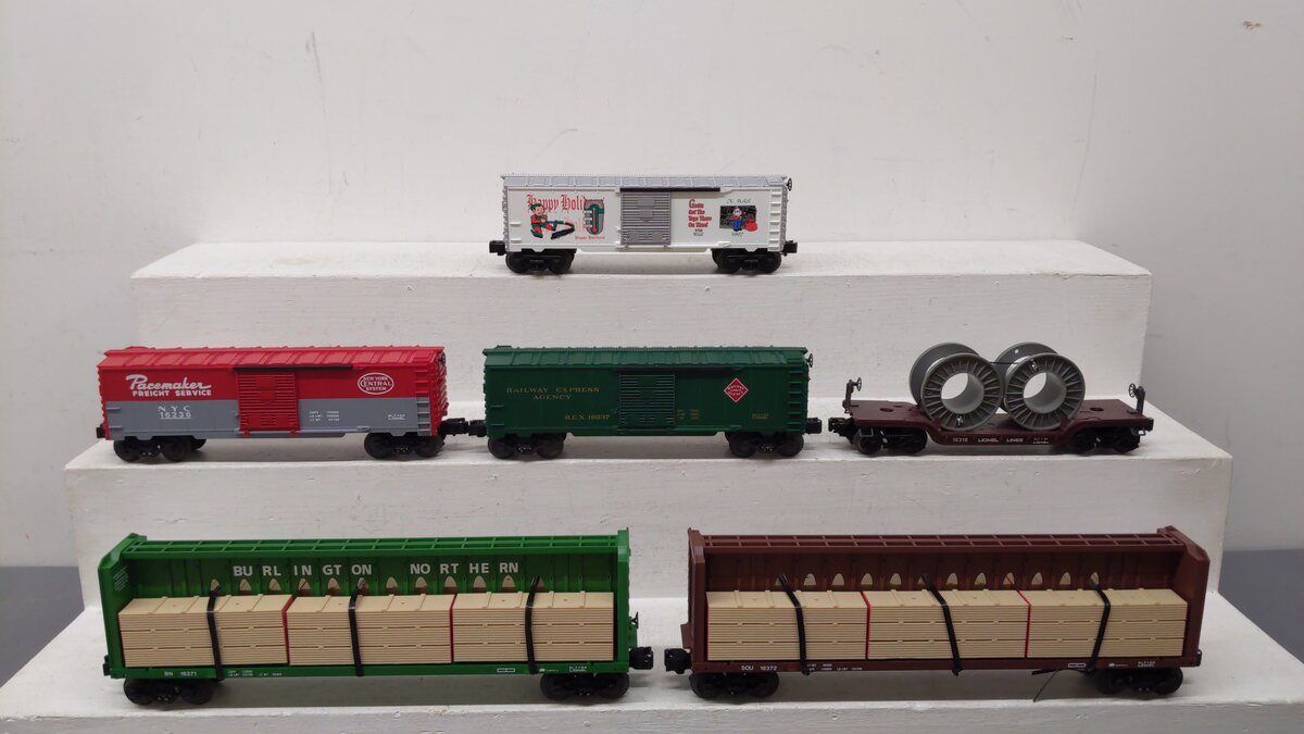 Lionel O Gauge Assorted Freight Cars 16372, 16371, 16236, 16237, 9700, 16318 [6] EX