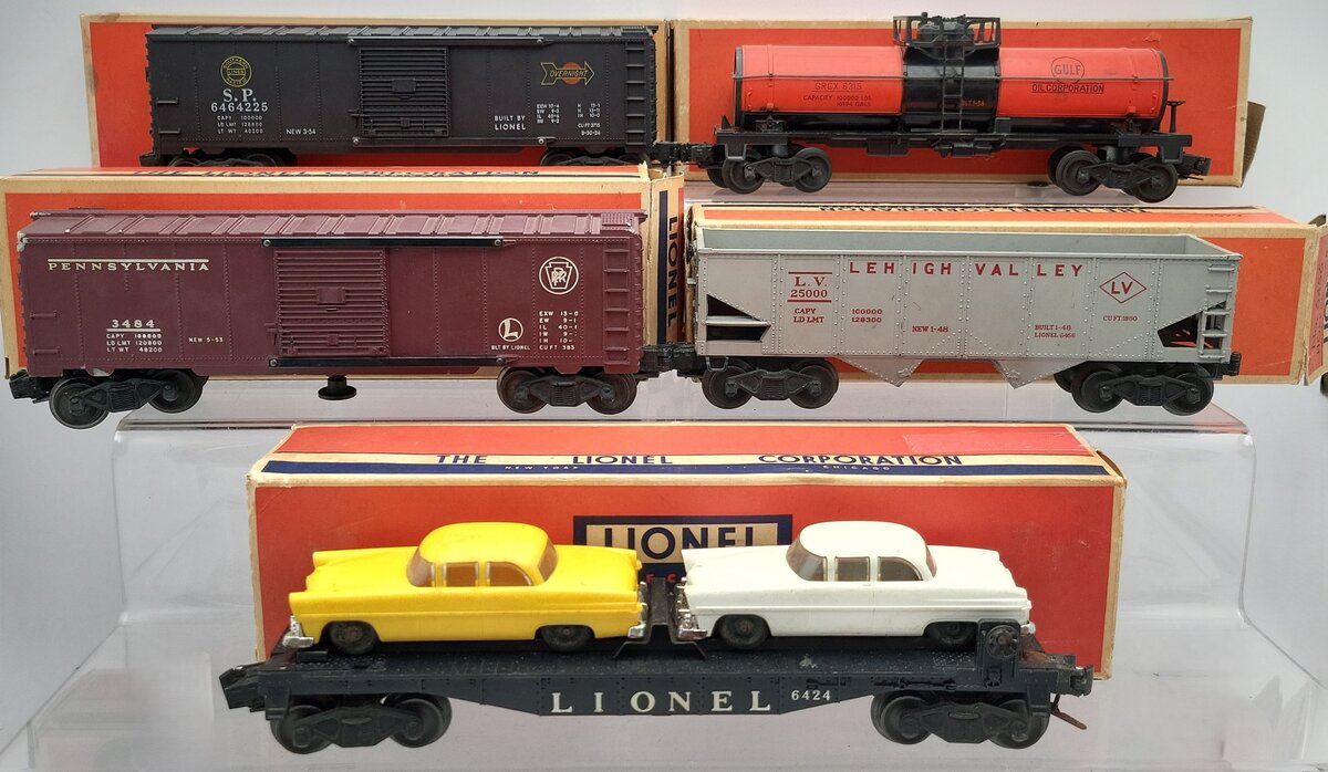 Lionel O Vintage Freight Cars: 6464225, 6424, 3484, 6315, 25000 [5] VG/Box