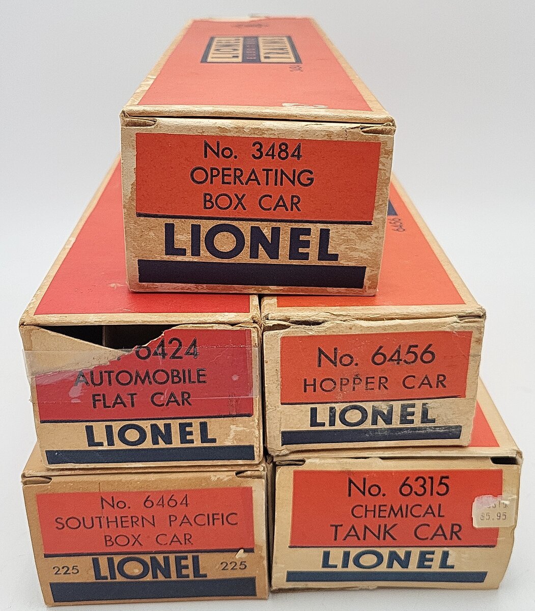 Lionel O Vintage Freight Cars: 6464225, 6424, 3484, 6315, 25000 [5] VG/Box