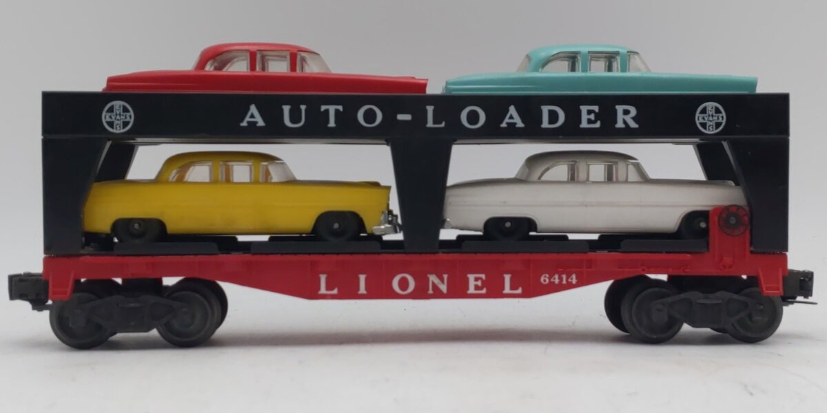 Lionel 6414 Vintage O Evans Autoloader with 4 Automobiles EX/Box