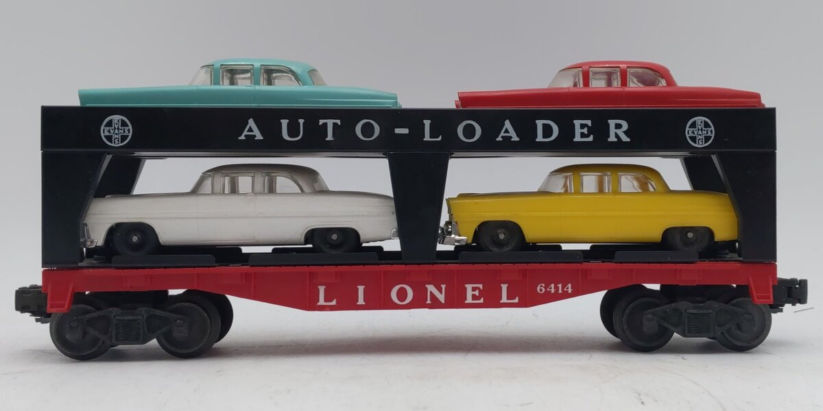 Lionel 6414 Vintage O Evans Autoloader with 4 Automobiles EX/Box