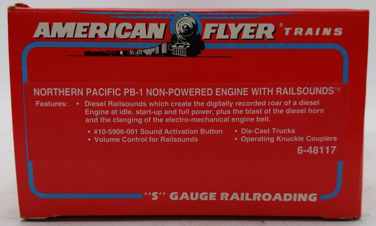 American Flyer 6-48117 S Northern Pacific PB-1 Non-Powered Diesel w/Railsounds VG/Box