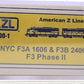 American Z-Line 62900-1 Z Scale NYC F3A & F3B Phase II Diesel Locomotive Set LN/Box