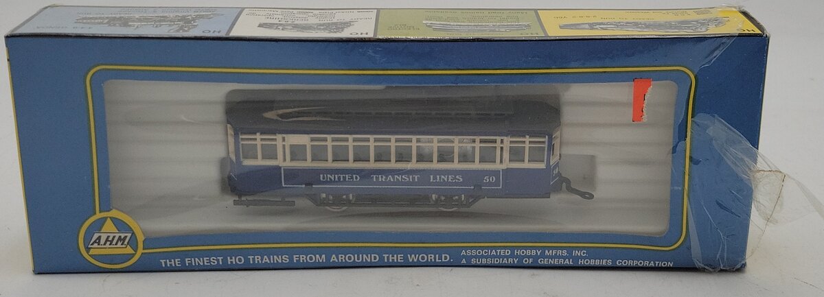 AHM 5301F HO Scale United Transit Lines Birney Trolley #50 NIB