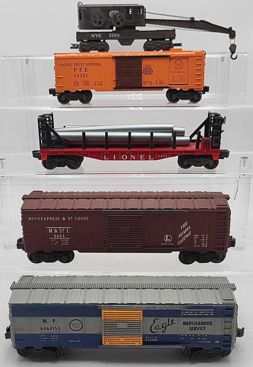 Lionel & Other O Vintage Freight Cars: 5590, 6477, 63521, 6464, 6464150 [5] EX