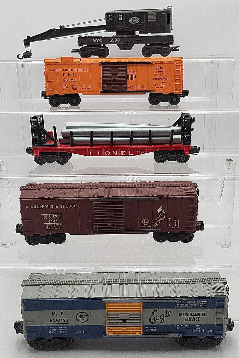 Lionel & Other O Vintage Freight Cars: 5590, 6477, 63521, 6464, 6464150 [5] EX