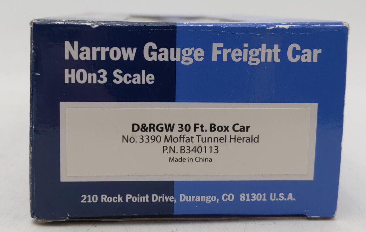 Blackstone Models B340113 HOn3 Custom DRGW 3000 Series 30' Boxcar #3390 EX/Box