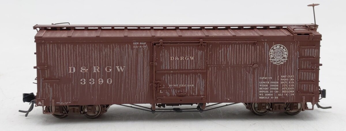 Blackstone Models B340113 HOn3 Custom DRGW 3000 Series 30' Boxcar #3390 EX/Box