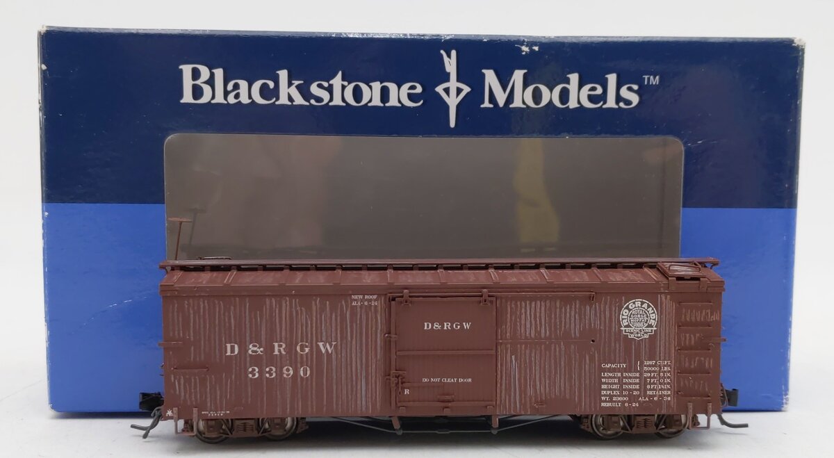 Blackstone Models B340113 HOn3 Custom DRGW 3000 Series 30' Boxcar #3390 EX/Box