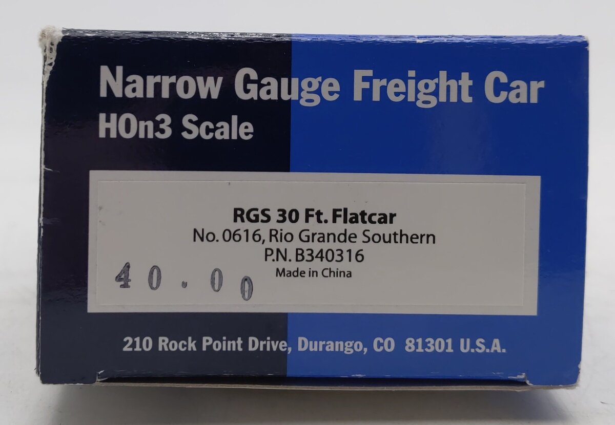 Blackstone Models 340316 HOn3 Rio Grande Southern 6000 Series 30' Flatcar #0616 EX/Box