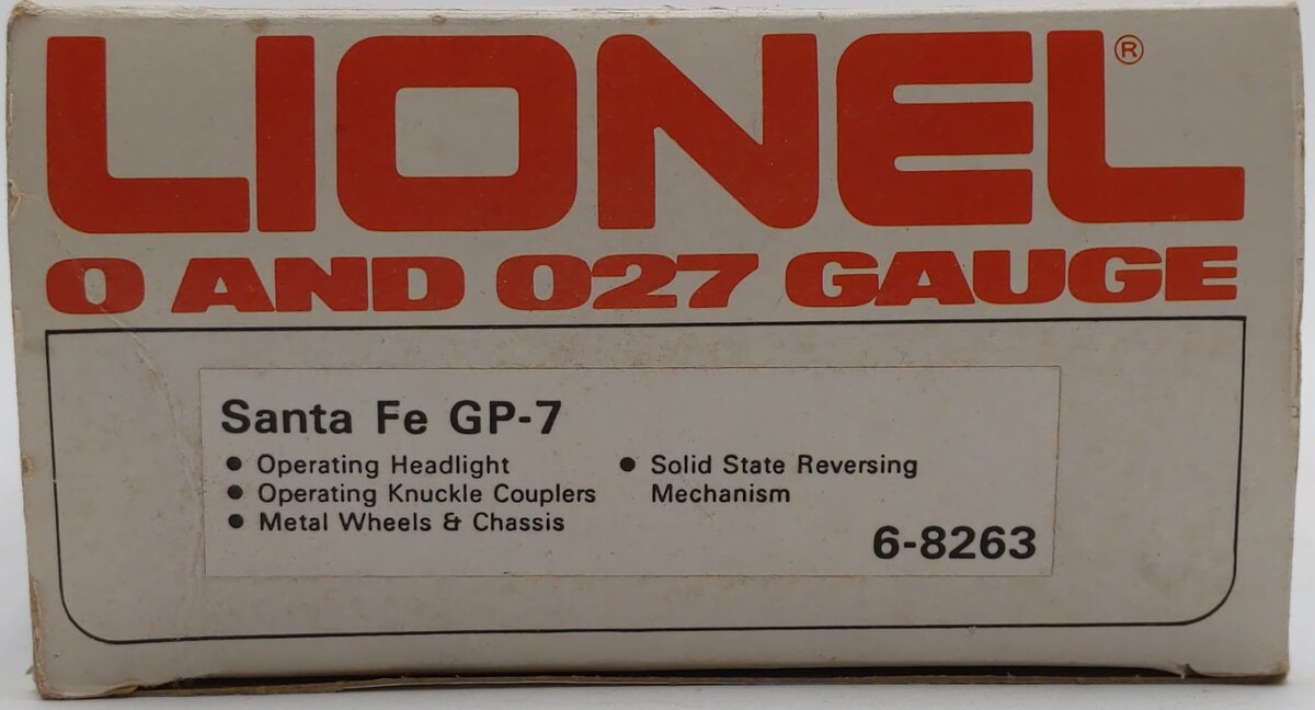 Lionel 6-8263 O Santa Fe GP-7 Diesel Locomotive EX/Box
