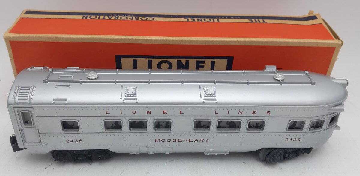 Lionel 2436 Vintage O Lionel Lines Illuminated Mooseheart Observation Car VG/Box