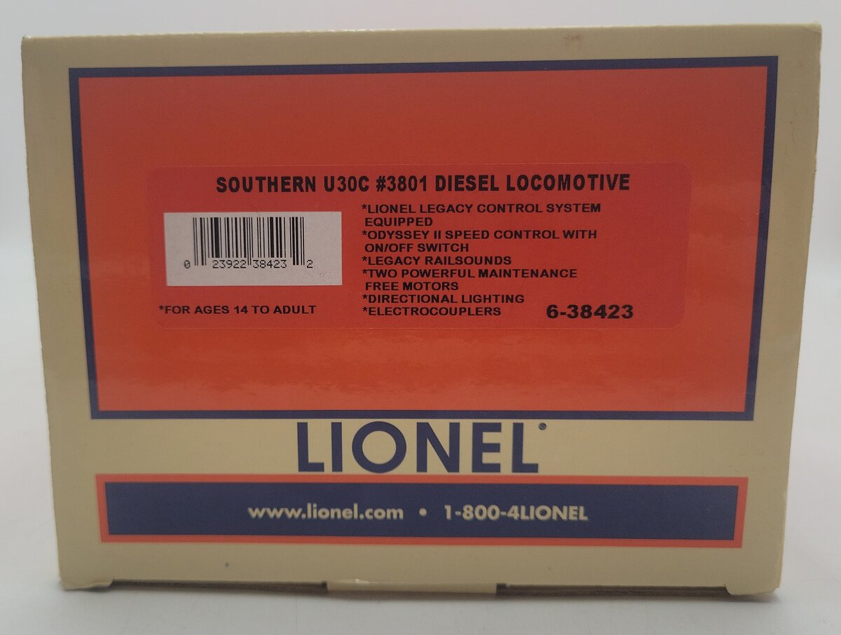 Lionel 6-38423 Southern U30C Diesel Locomotive #3801 EX/Box