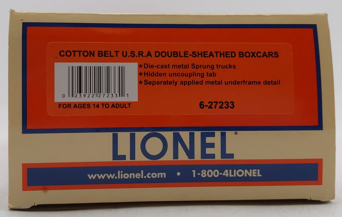 Lionel 6-27233 O-Gauge Cotton Belt U.S.R.A Double-Sheathed Box Car #32493/Box