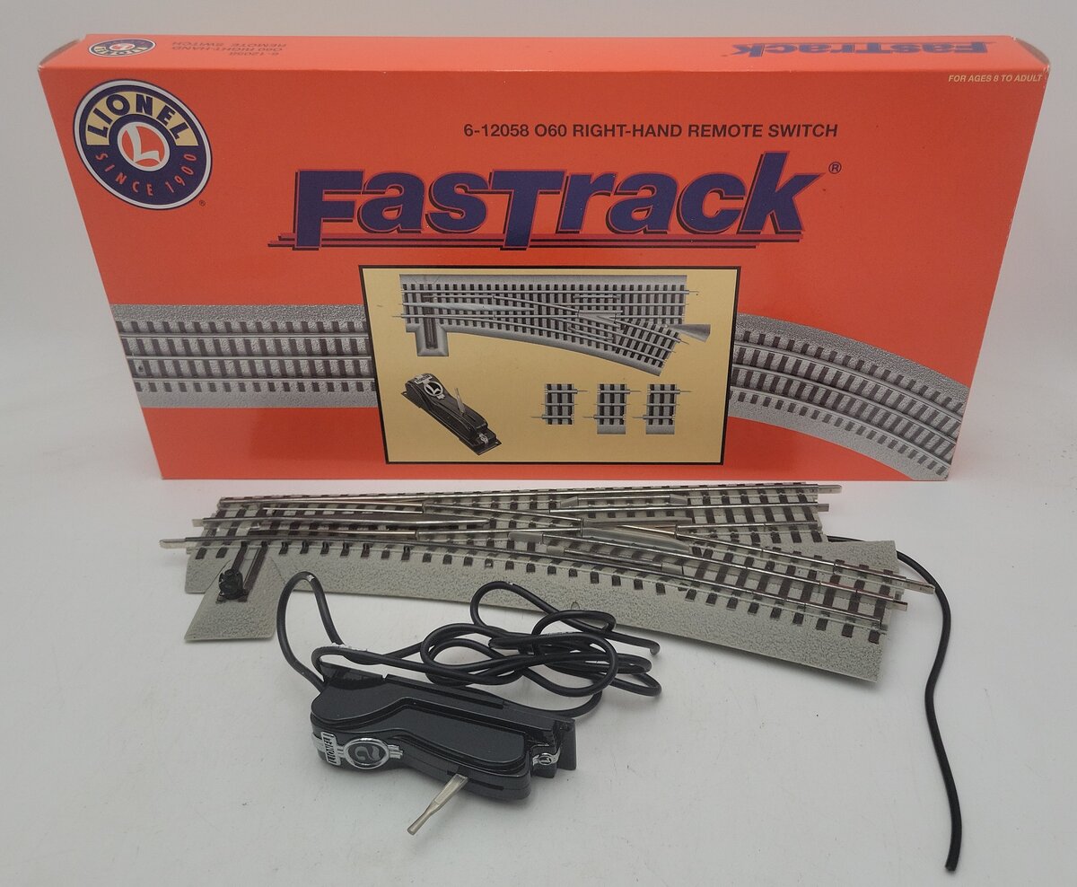 Lionel 6-12058 O O60 FasTrack Right Hand Remote Control Switch Turnout EX/Box