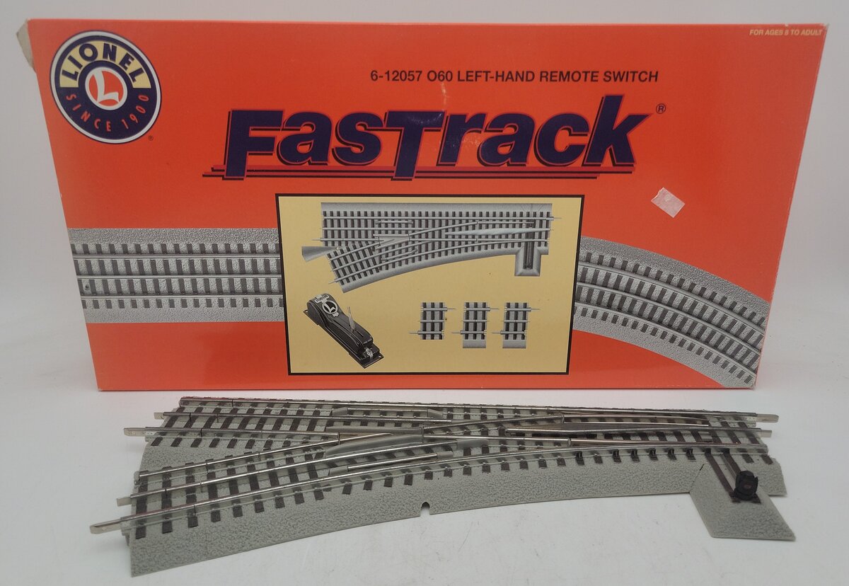 Lionel 6-12057 O O60 FasTrack Left Hand Remote Switch Turnout VG/Box