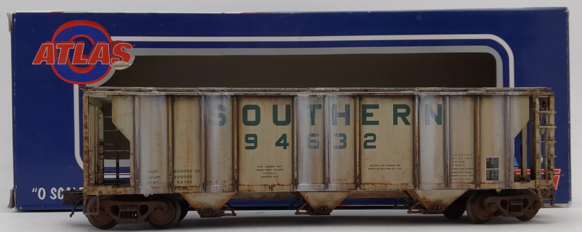 Atlas 837-1 O Gauge Weathered Southern 3-Bay PS-2 Covered Hopper #94632 - 3 Rail/Box