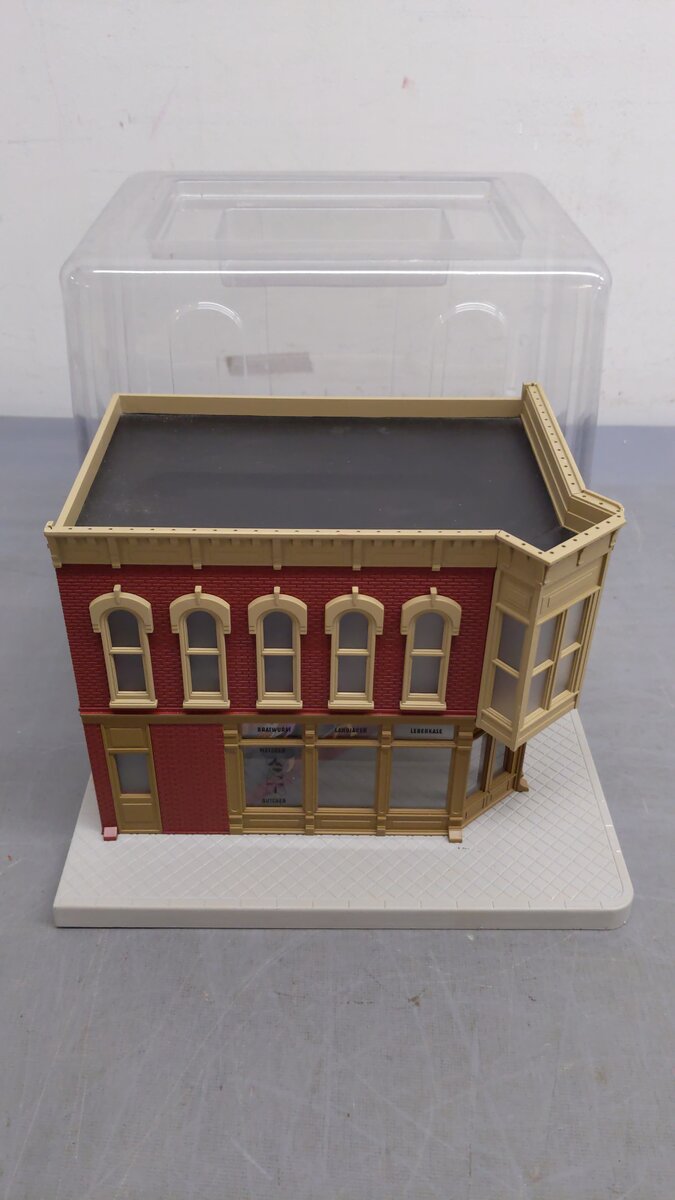 MTH 30-90341 O Scale Metzger Butcher Shop Corner Building w/ Blinking Sign VG/Box