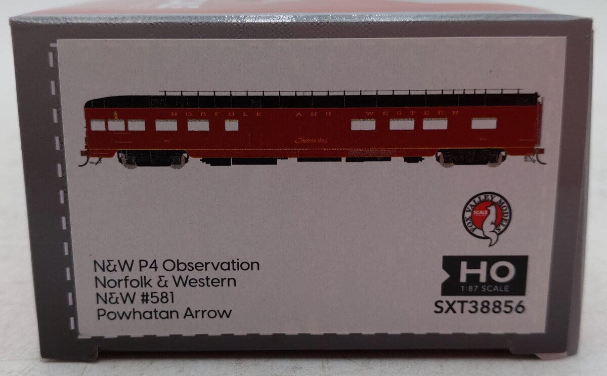Fox Valley Models SXT38856 HO Scale Norfolk & Western Observation Car #581 EX/Box