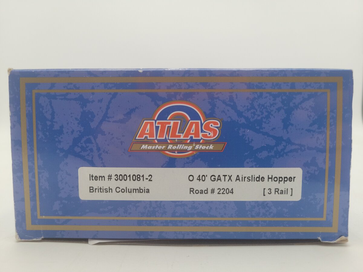Atlas 3001081-2 O Gauge 40' British Columbia Airslide Hopper Car #2204 EX/Box