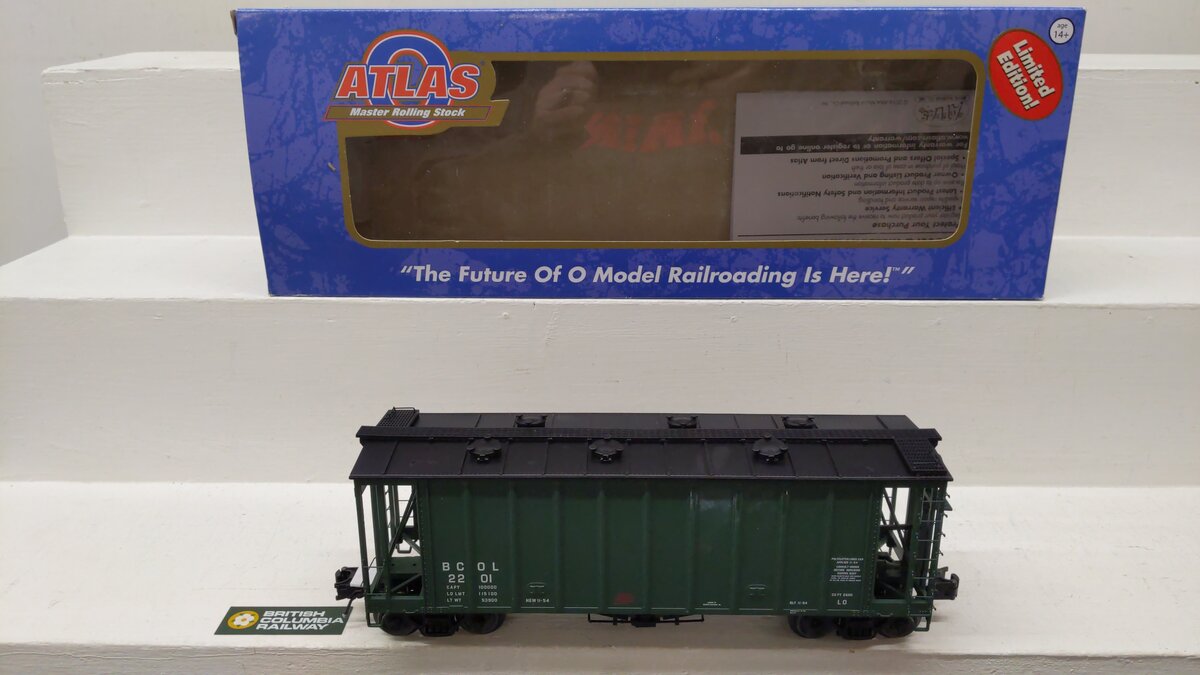 Atlas 3001081-1 O Gauge British Columbia Railway Airside Hopper Car #2201 EX/Box