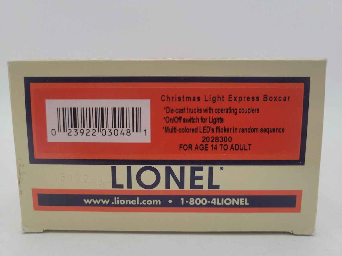 Lionel 2028300 O Christmas Light Express Boxcar EX/Box