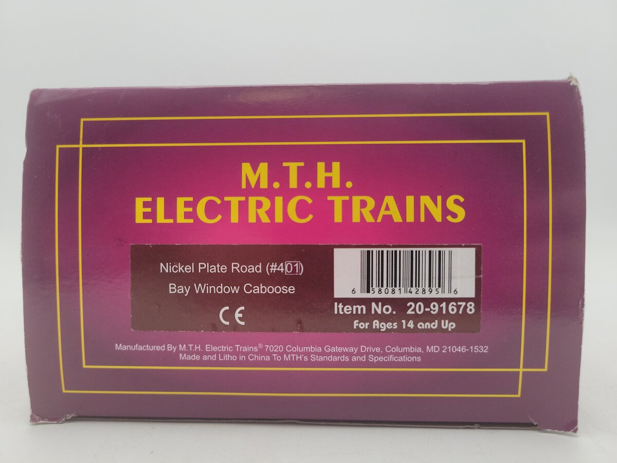 MTH 20-91678 O Gauge Nickle Plate Road Caboose #401 EX/Box