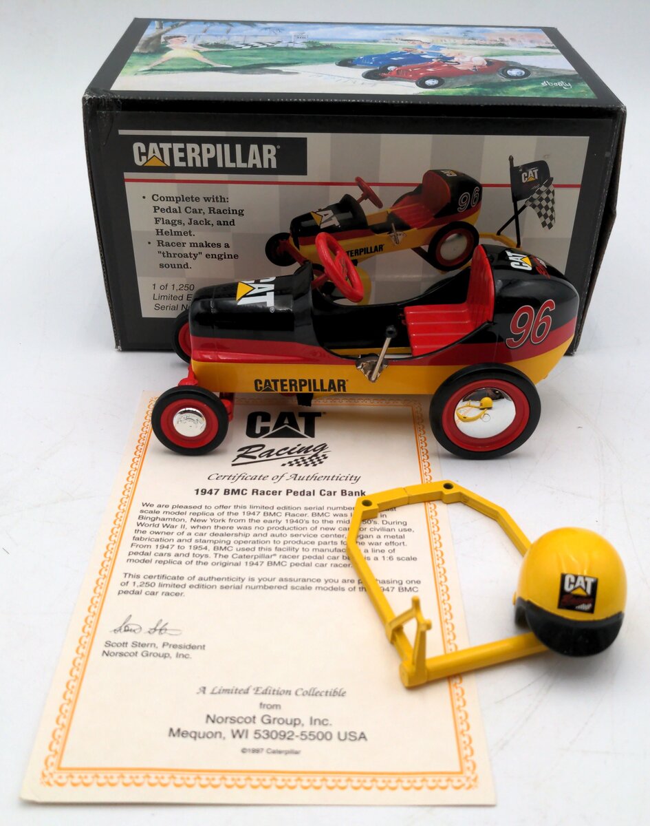 Norscot 7309 1:6 Scale Diecast CAT Pedal Car Racer Bank VG/Box