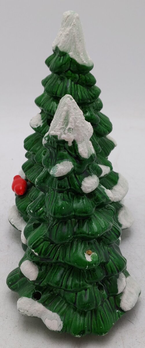 Dept 56 50161 Ceramic Double Snow Covered Trees w/ Red Birds EX