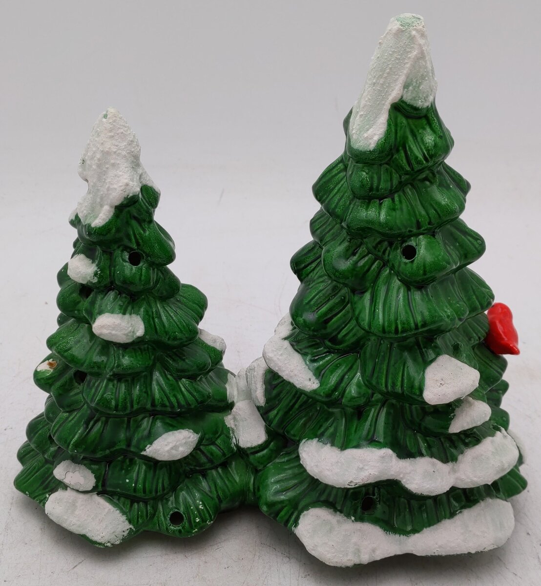 Dept 56 50161 Ceramic Double Snow Covered Trees w/ Red Birds EX