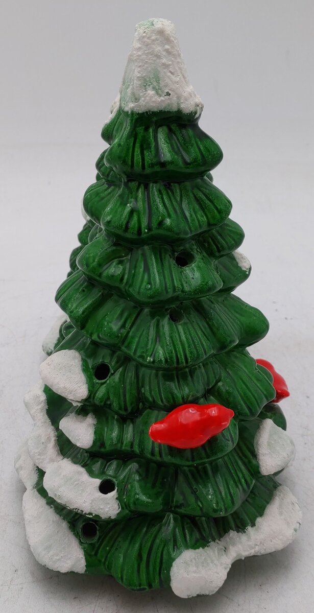 Dept 56 50161 Ceramic Double Snow Covered Trees w/ Red Birds EX