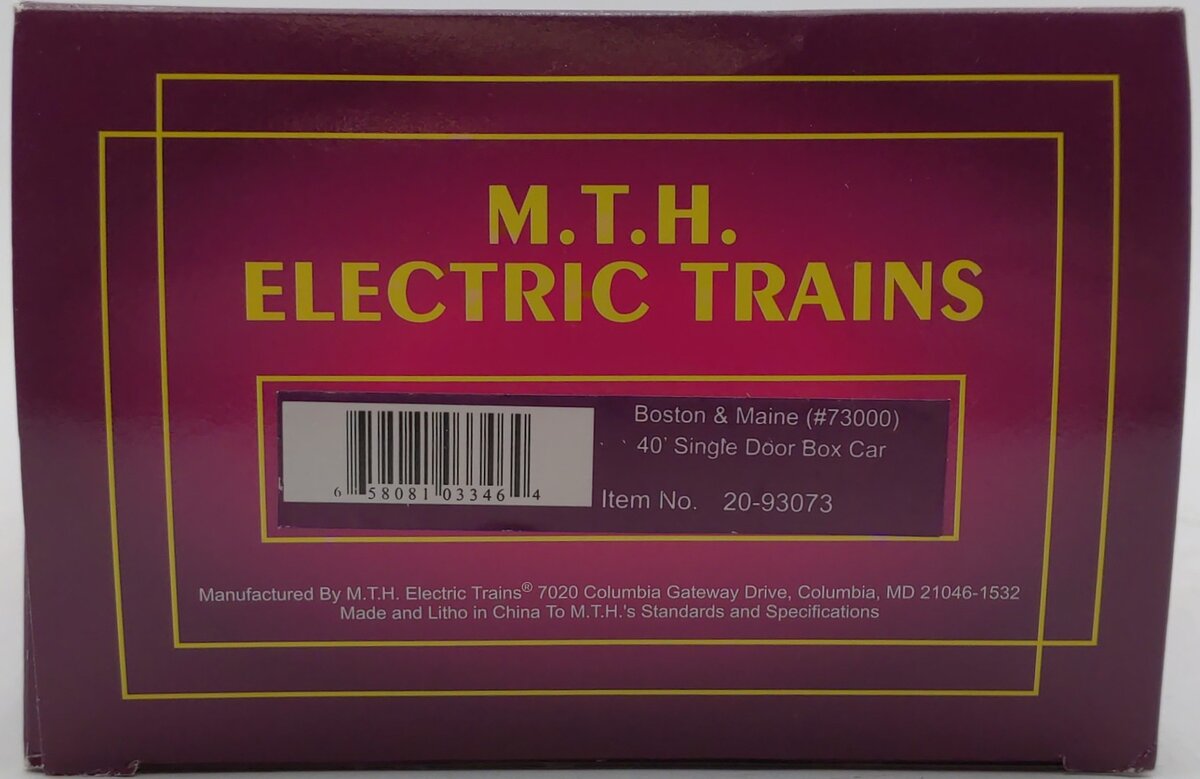 MTH 20-93073 O Gauge Boston & Maine 40' Single-Door Box Car #73000 LN/Box