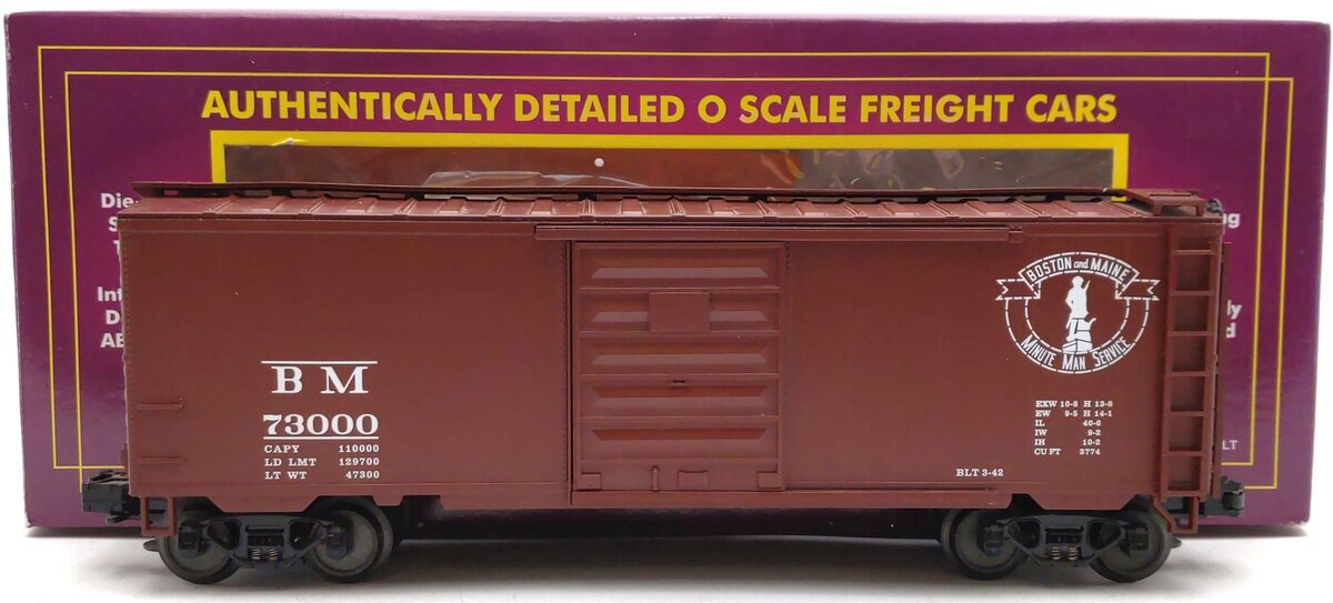 MTH 20-93073 O Gauge Boston & Maine 40' Single-Door Box Car #73000 LN/Box