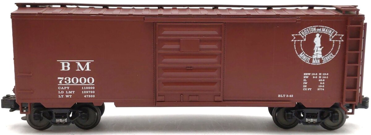 MTH 20-93073 O Gauge Boston & Maine 40' Single-Door Box Car #73000 LN/Box