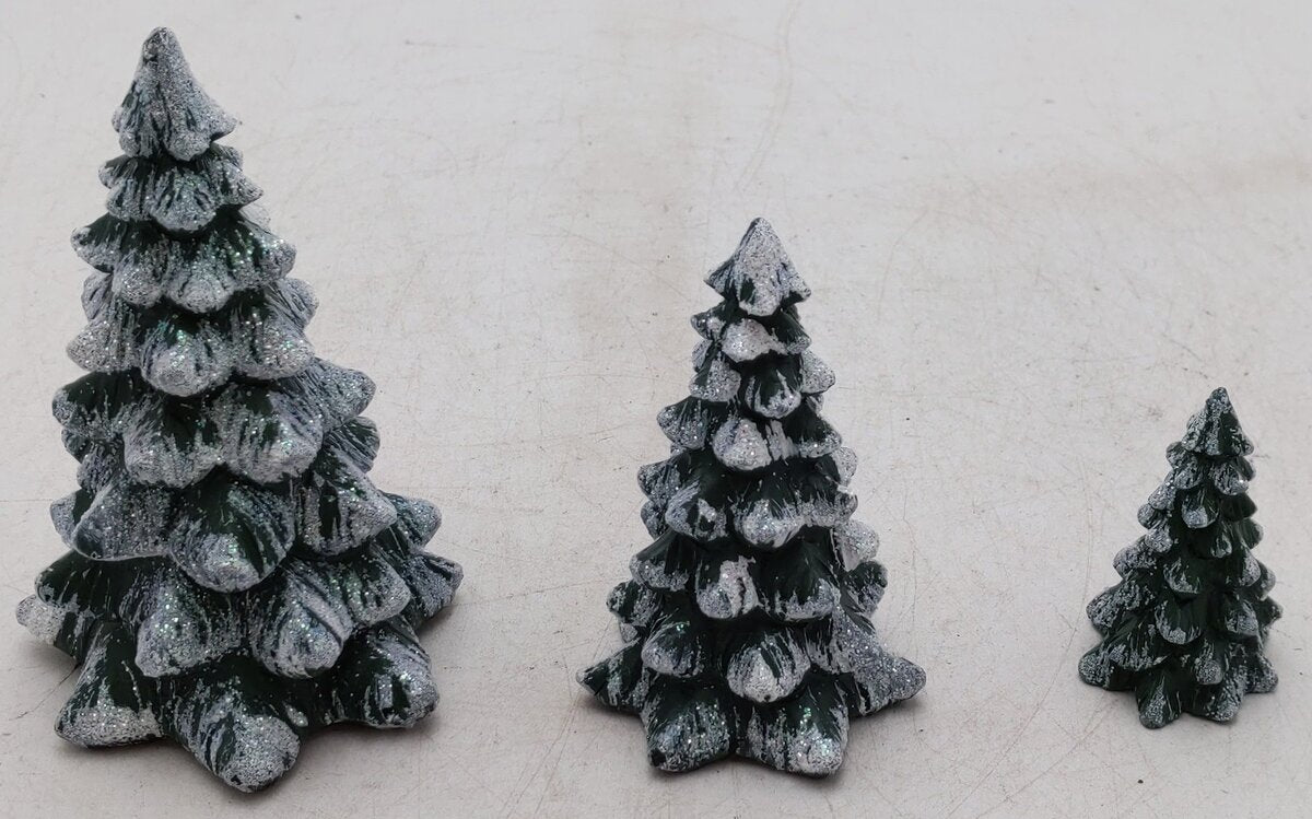 Dept 56 Ceramic Evergreen Trees (Set of 3) EX