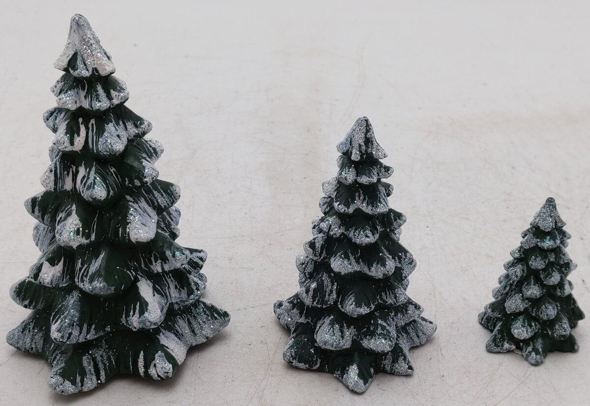 Dept 56 Ceramic Evergreen Trees (Set of 3) EX